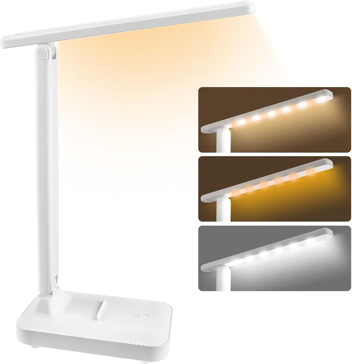 Led-schreibtischlampe, Dimmbare Led-tischlampe, Usb-ladefunktion, Faltbare Leselampe Mit 3 Farbtemperaturen, Lampe Für Kinder Zum Lernen, Arbeiten Und Fürs Büro, Weiß