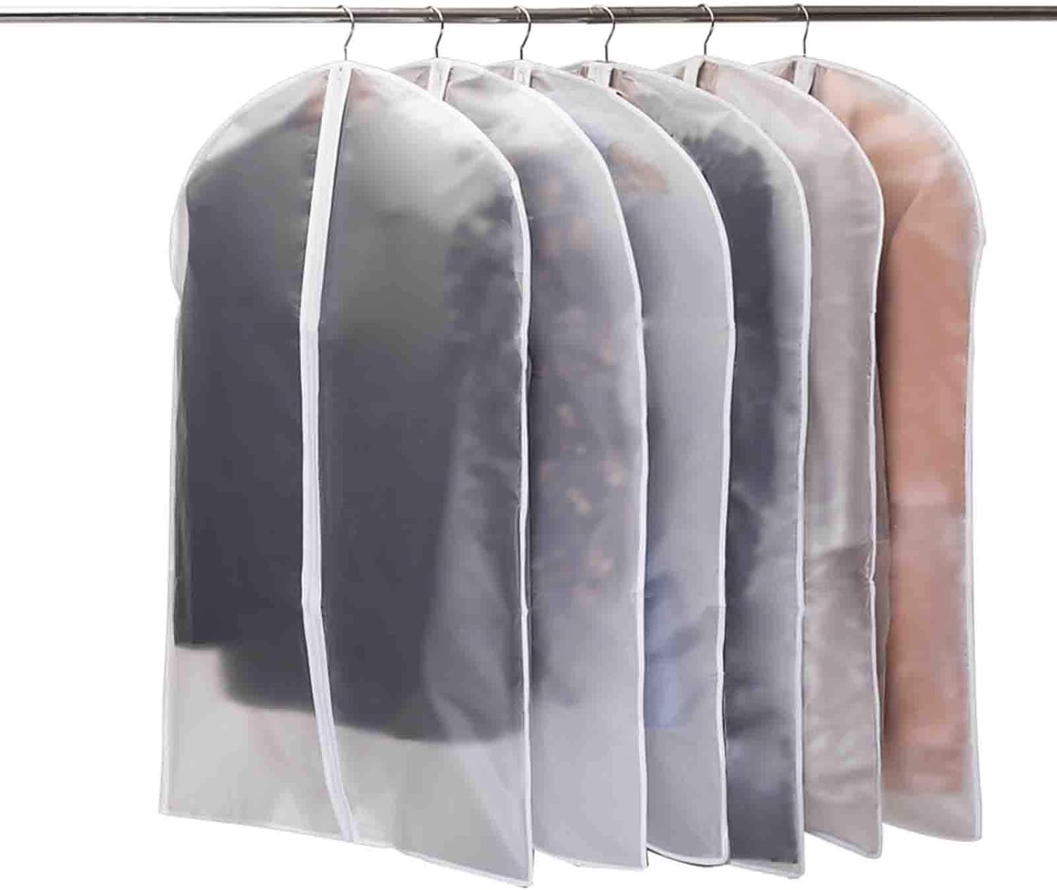 6-teiliges Set Halbtransparenter Kleidersäcke Zum Aufhängen, 60 X 120 Cm Staubdicht, Wasserdicht, Mottenfest, Feuchtigkeitsbeständig, Schutzhüllen Mit Reißverschluss Für Hemden, Anzüge/mäntel Und Näh