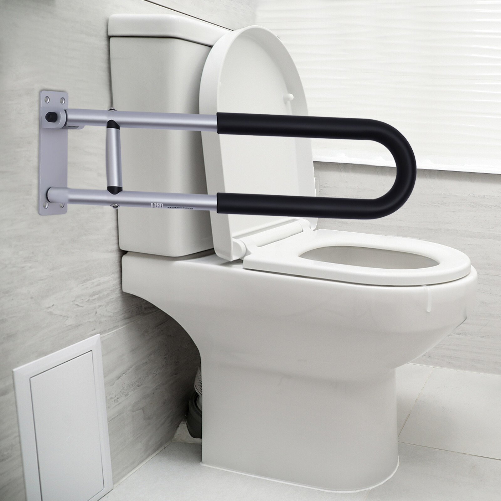 Toiletten-haltegriff, 60 Cm, Klappbarer U-förmiger Toiletten-haltegriff, Klappbarer Sicherheitsgriff Mit Rutschfestem Griff, Tragkraft 120 Kg, Für Menschen Mit Behinderung, Senioren Und Schwangere