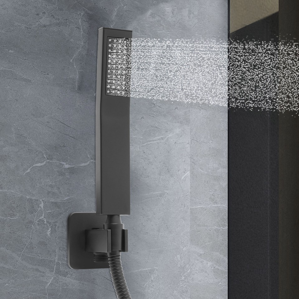 Duschkopf Mit Schlauch, Handbrause, Wassersparend, Quadratisch, Schwarz, 1,5 M Langer Schlauch, 44 Verstopfungsfreie Düsen, Geeignet Für Badezimmer Und Toiletten