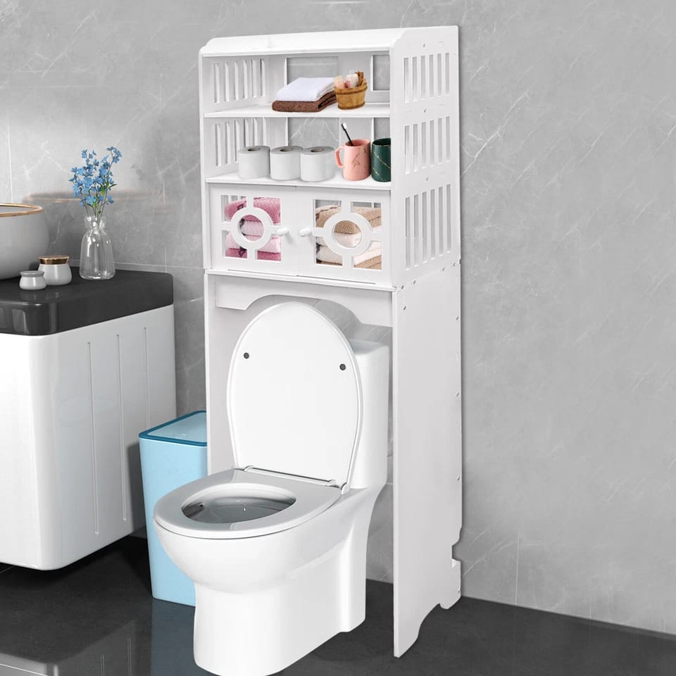 Moderner Badezimmerschrank Mit 4 Fächern Aufbewahrungsschrank Über Der Toilette Bad-organizer In Weiß Platzsparende Aufbewahrungslösungen