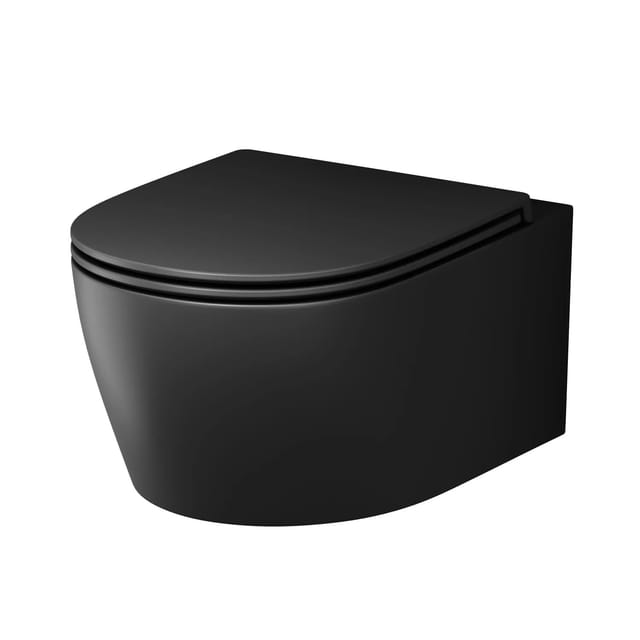 AM.PM Wand-WC mit Softclosing-Sitzabdeckung X-Joy S Spülrandlos Toilette, Hänge WC, CXB1700MBSC Schwarz