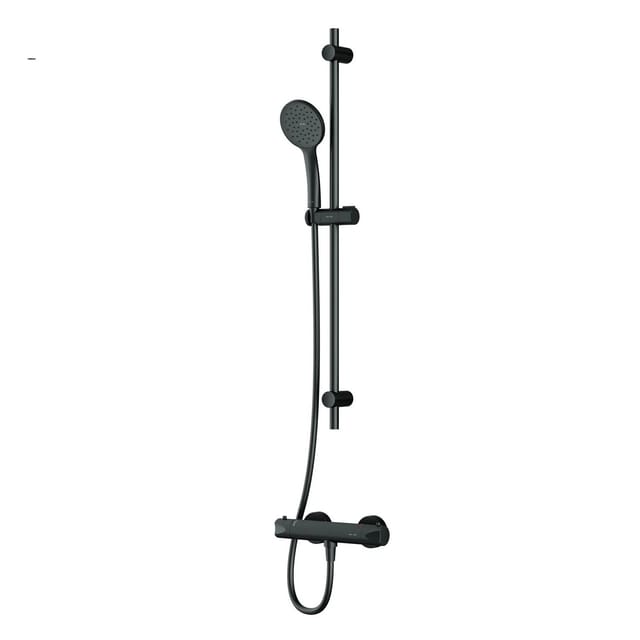 AM.PM Armaturen-Set: Thermostat Duscharmatur und Duschset Handbrause, Duschstange F428TA46 Hit Schwarz