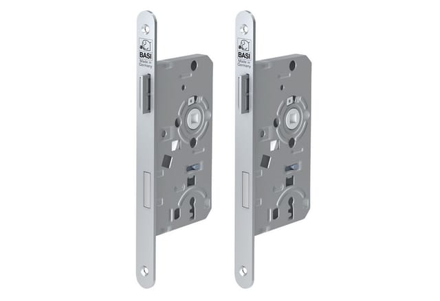 Basi - Einsteck-Zimmertürschloss - SET - 2x ES 922 - Lochung: Buntbart - Stulp abgerundet - DIN Rechts - 2x9220-5511