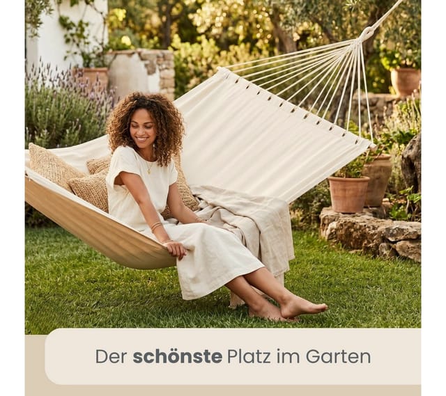 AMANKA XXL Hängematte bis 150 kg 285 x 120 cm Beige