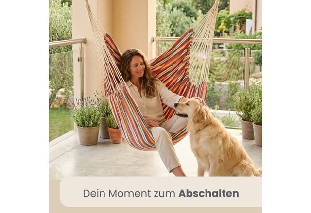 AMANKA Hängesessel bis 150 kg Belastbar 185 x 130 cm Bunte Streifen