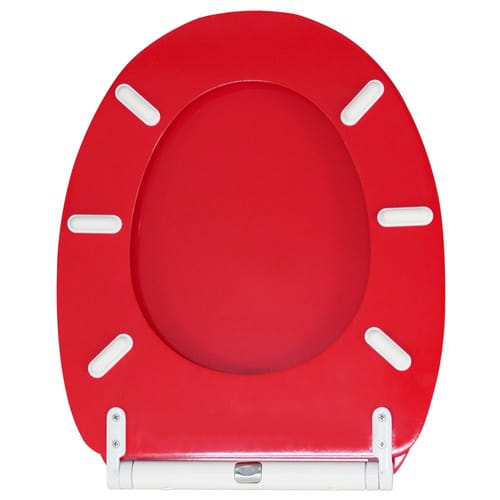 Sanilo WC Sitz mit Absenkautomatik Rot, Hochwertiger und Stabiler Toilettendeckel aus Holz