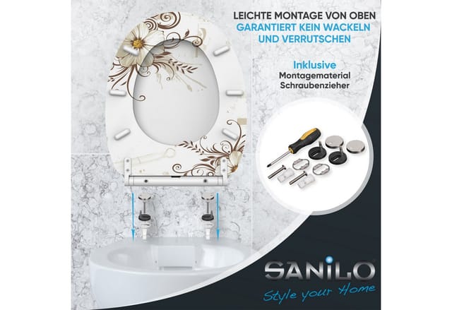SANILO WC Sitz mit Absenkautomatik Top Fix Flower