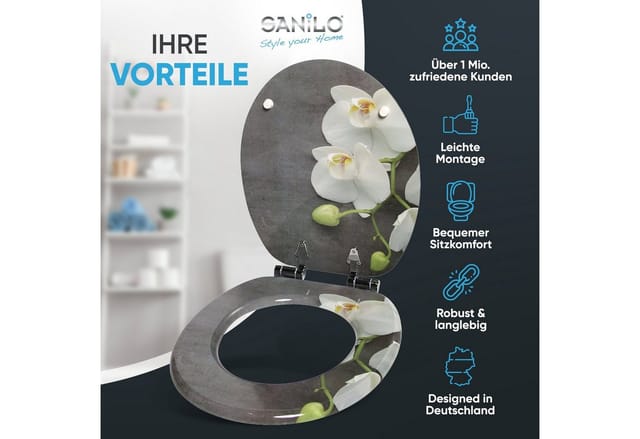Sanilo WC Sitz mit Absenkautomatik Pretty, Hochwertiger und Stabiler Toilettendeckel aus Holz