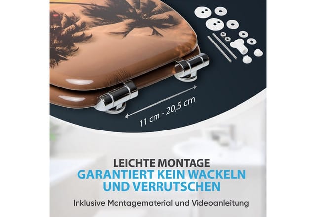 Sanilo WC Sitz mit Absenkautomatik Summer, Hochwertiger und Stabiler Toilettendeckel aus Holz