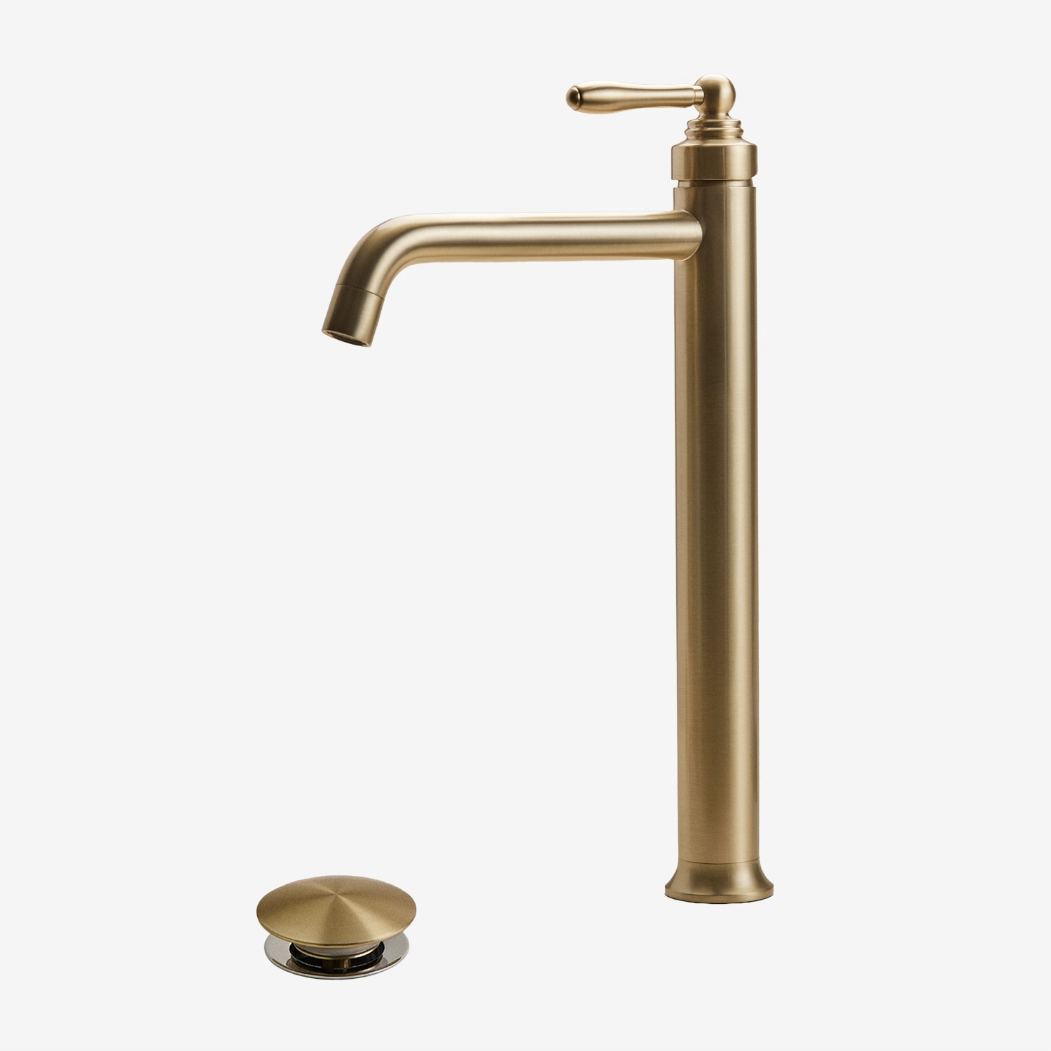 Sklum Waschbeckenarmatur-set Aus Messing Alejandra Und Click-clack-abflussventil Für Waschbecken Orveta Gebürstetes Gold ↑35 Cm