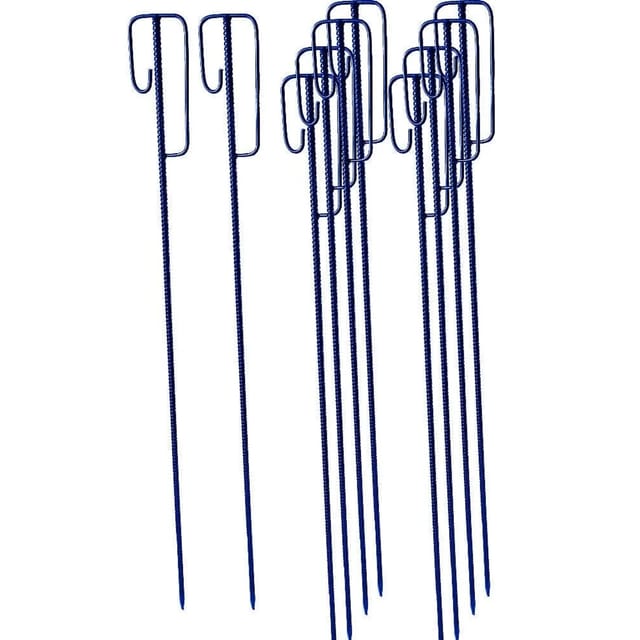 UvV Absperrleinenhalter Stahl Set 10 Stück Laterneneisen 1200 mm,ang Ø14 mm UVV-Bügel für Fangzaun Absperrungen Warnband Blau