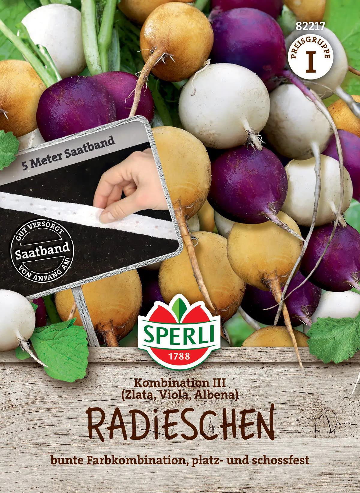 Sperli Radieschen Kombination Iii - Zlata, Viola, Albena - Saatband - Gemüsesamen