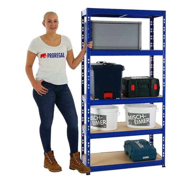 PROREGAL Schwerlastregal Tiger HxBxT 180 x 90 x 45 cm Fachlast 265 kg 5-Ebenen Blau