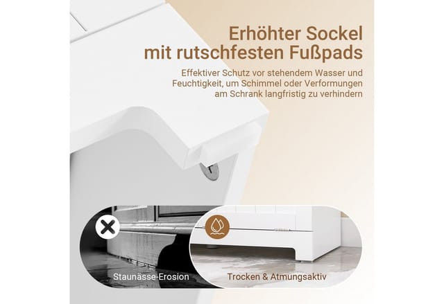 SoBuy Wäscheschrank mit 2 ausklappbaren Wäschesäcken MDF Vlies Weiß BZR33-W