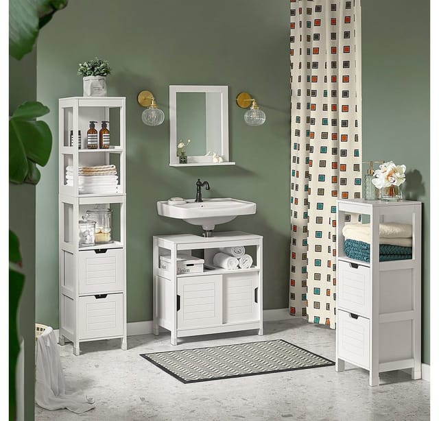 SoBuy Spiegel Wandspiegel Badspiegel mit Ablage Kosmetikspiegel FRG129-W