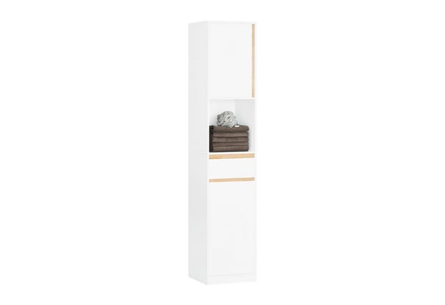 SoBuy Hochschrank Badregal Badezimmerschrank mit 2 Türen Weiß BZR80-W