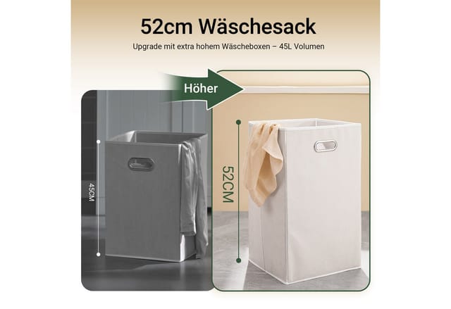 SoBuy Wäscheschrank mit 2 Wäschesäcken Wäschekorb Badschrank Dunkelgrau BZR33-DG