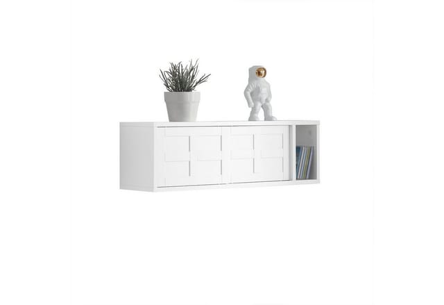 SoBuy Wandgarderobe mit Schiebetüren und Fach MDF Weiß FHK18-W