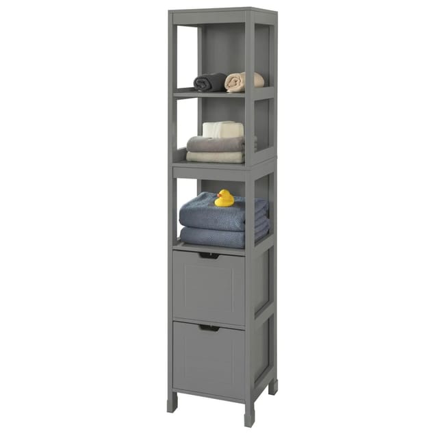 SoBuy Badezimmerschrank Hochschrank mit 2 Körben Badregal 30x144x30cm Grau FRG126-SG