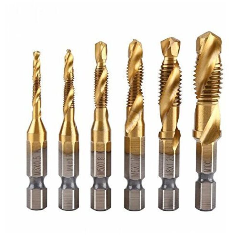 Set Mit 6 M3-m10 Sechskant-schraubenbohrern – Hochgeschwindigkeitsstahl 1/4".