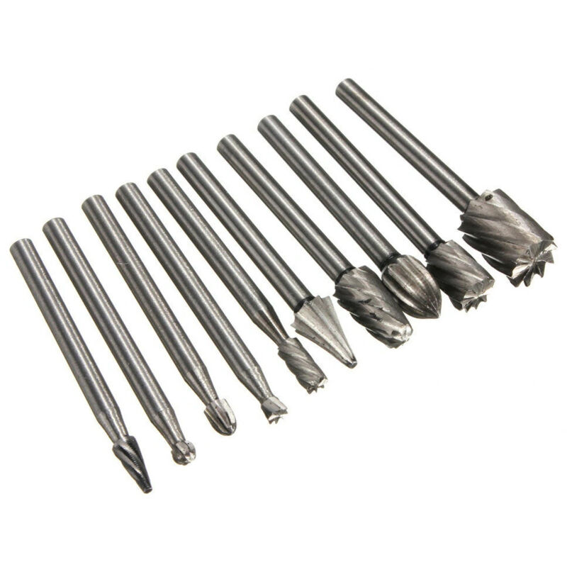 10-teiliges Set Mit 1/8-zoll-fräsern, Speziell Geformter Rotationsfeile, Bohrerset, Holzbearbeitungsmesser, Schleifkopf