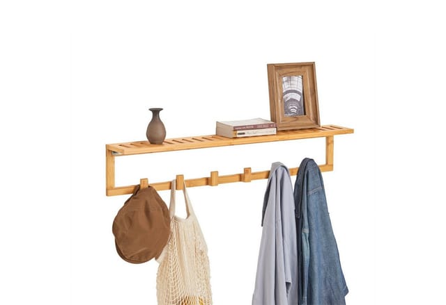 SoBuy Flurgarderobe Wandgarderobe Handtuchhalter aus Bambus FHK06-N