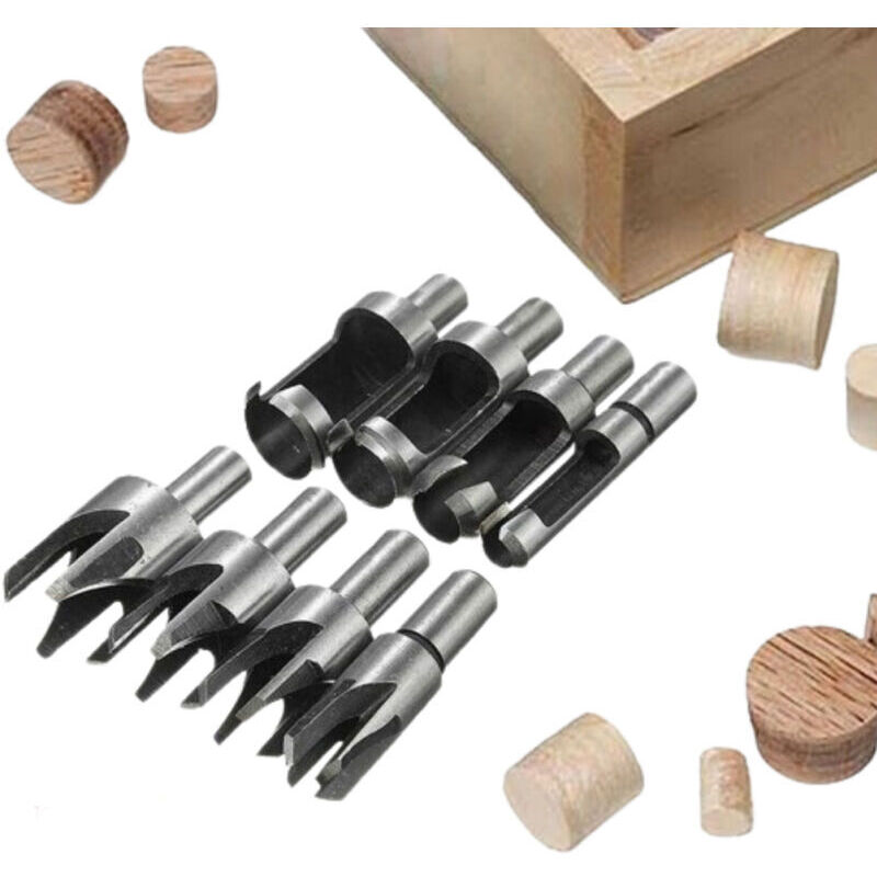 Holzdübelschneider – Set Mit 8 Bits 6/10/13/16 Mm – Titanbeschichteter Kohlenstoffstahl – Sauberer Schnitt Für Konische Dübel