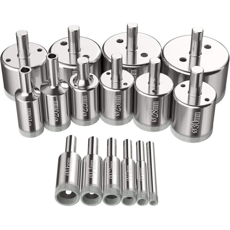16-teiliges Lochsägen-set, 6-50 Mm Diamantbohrer, Glasbohrwerkzeug-set Für Kohlenstoffstahl, Glas, Keramik, Porzellan, Fliesen Und Marmor.