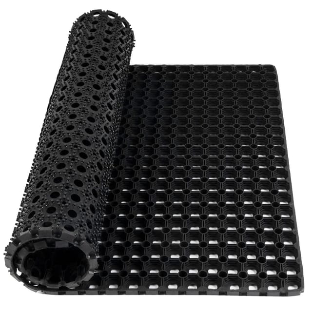 KARAT Ringgummimatte Octo Door - Recyclebare Gummiringmatte Wabenmatte Schwarz - 40 x 60 x 2,3 cm