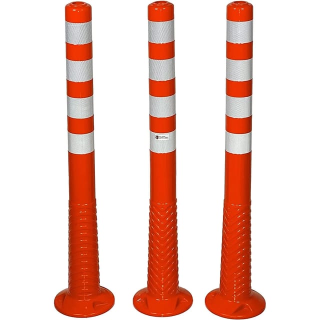 UvV Flexible 3 Stück Premium Absperrpfosten Poller 100 cm Orange Reflexfolie RA2/C U34