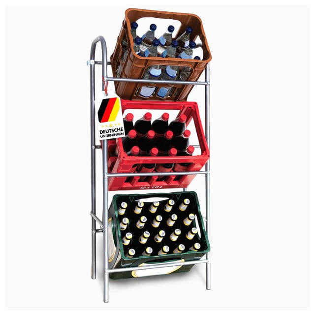 KARAT Flaschenkastenständer Rocket - Regal mit Wandbefestigung - Grau - Für 3 Kästen - 49,5 x 32,5 x 115,5 cm
