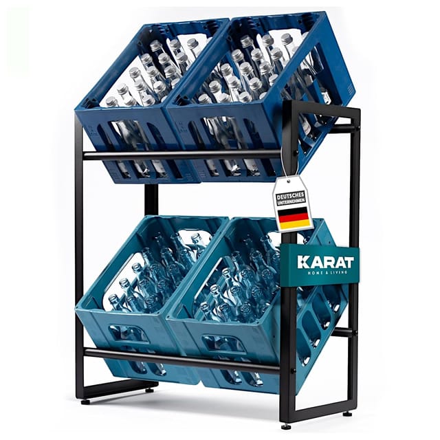 KARAT Flaschenkastenständer Kenji - Robustes Lagerregal für Büro, Küche, Garage oder Flur - Schwarz - 70 x 32 x 79 cm