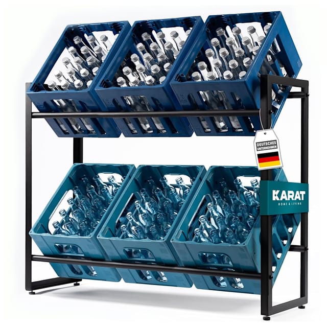 KARAT Flaschenkastenständer Kenji - Robustes Lagerregal für Büro, Küche, Garage oder Flur - Schwarz - 104 x 32 x 82 cm