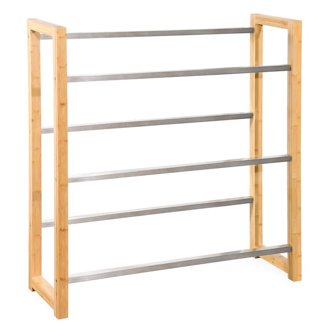 KARAT Bambus-Flaschenkastenständer Flash - Robustes Lagerregal für Büro, Küche, Garage oder Flur - 112 x 106 x 32 cm
