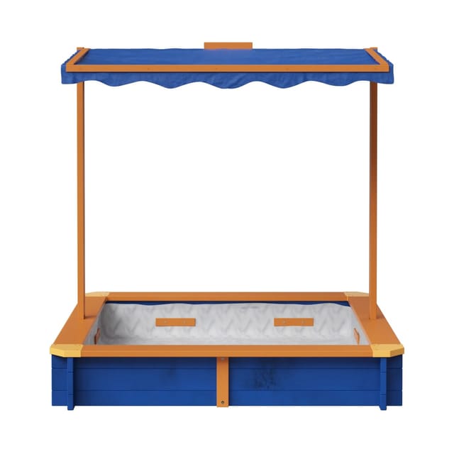 Teamson Kids Großer Garten Sandkasten aus Holz mit Deckel und Baldachin