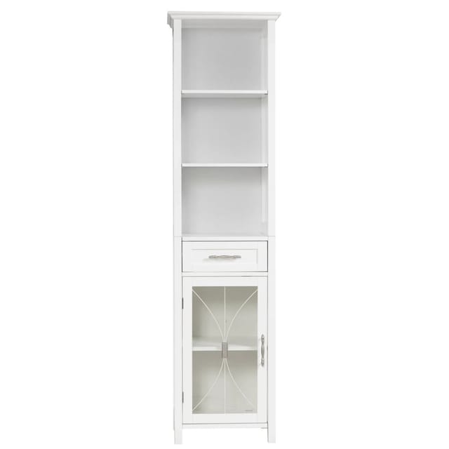 Teamson Home Delaney Badezimmerschrank aus Holz mit Regalen Und Schubladen Weiß