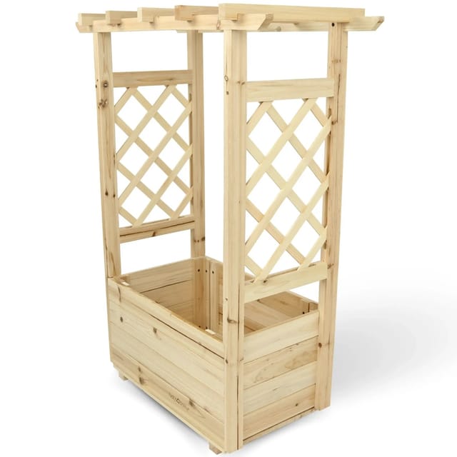 holz4home Pflanzkasten mit Dach aus Tannenholz inkl. Vlieseinlage S