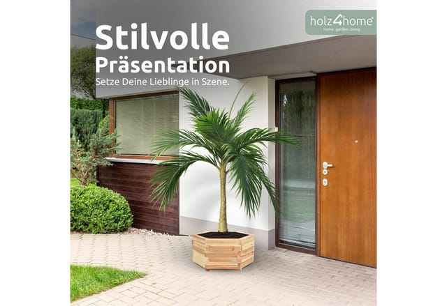 holz4home Outdoor Pflanzenkübel 6eckig aus Tannenholz M