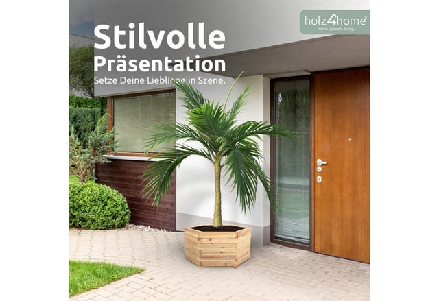 holz4home Outdoor Pflanzenkübel 6eckig aus Tannenholz XL