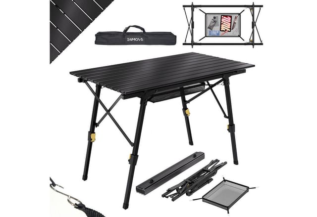 24MOVE Campingtisch Klappbar Aluminium höhenverstellbar Tragetasche