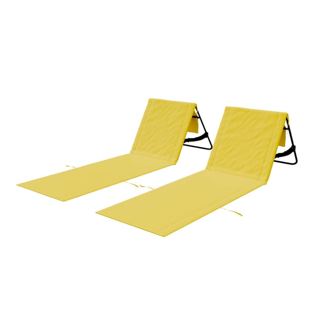 24MOVE Strandmatte 2er Set Klappbar Rückenlehne&Tasche - Gurt - Liegematte Gelb