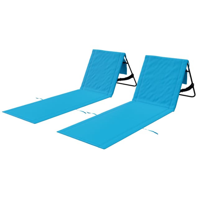 24MOVE Strandmatte 2er Set Klappbar Rückenlehne&Tasche - Gurt - Liegematte Blau