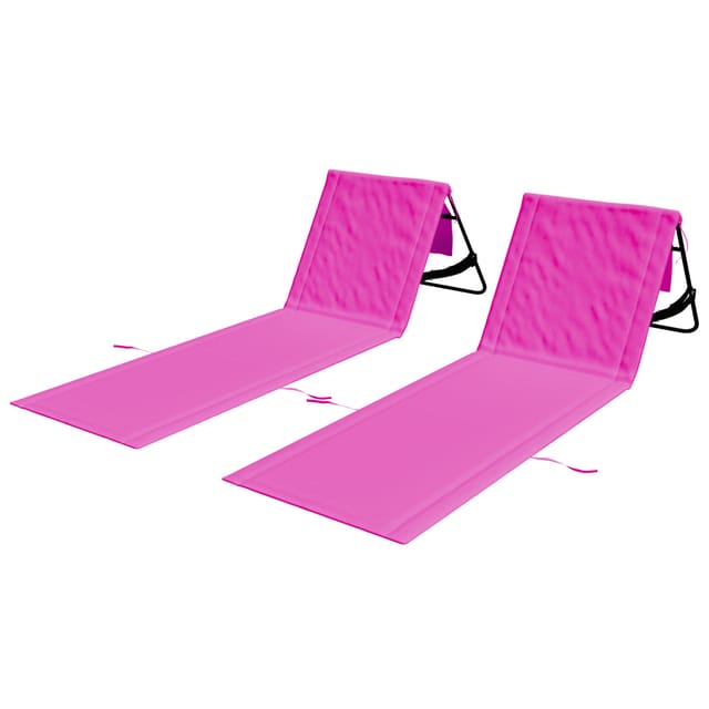 24MOVE Strandmatte 2er Set Klappbar Rückenlehne&Tasche - Gurt - Liegematte Rosa