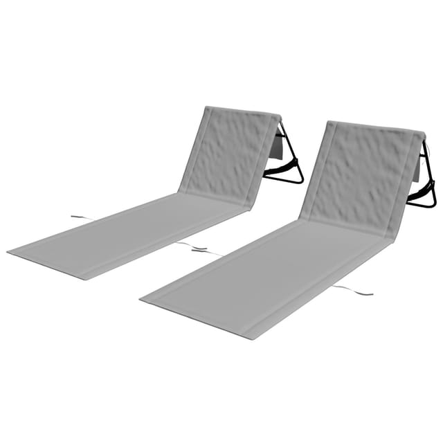 24MOVE Strandmatte 2er Set Klappbar Rückenlehne&Tasche - Gurt - Liegematte Grau