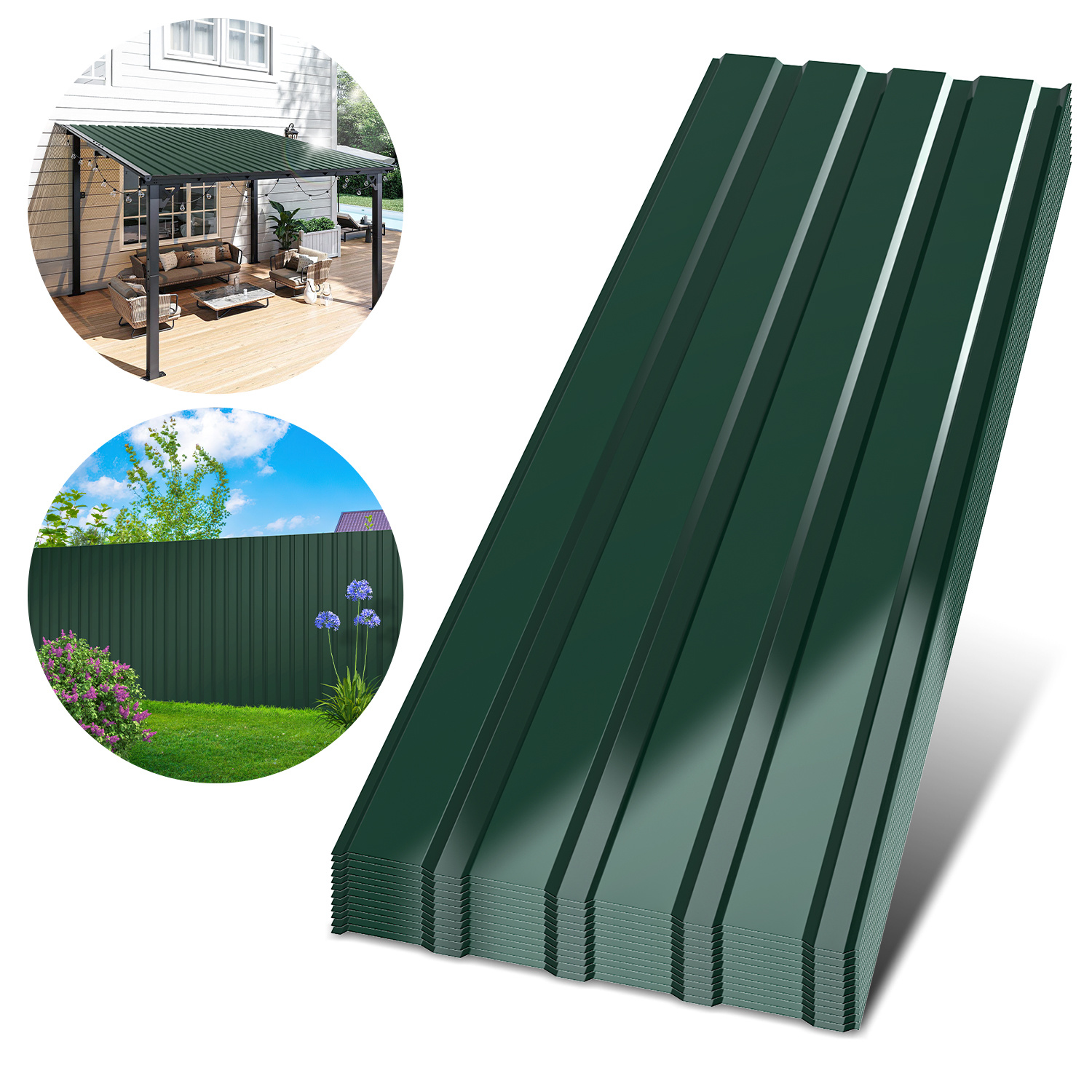 Tolletour 24er Trapezblech Dachplatten 0,25 Mm, 115 X 45 Cm, Grün, Stahl, Bis 12 M²