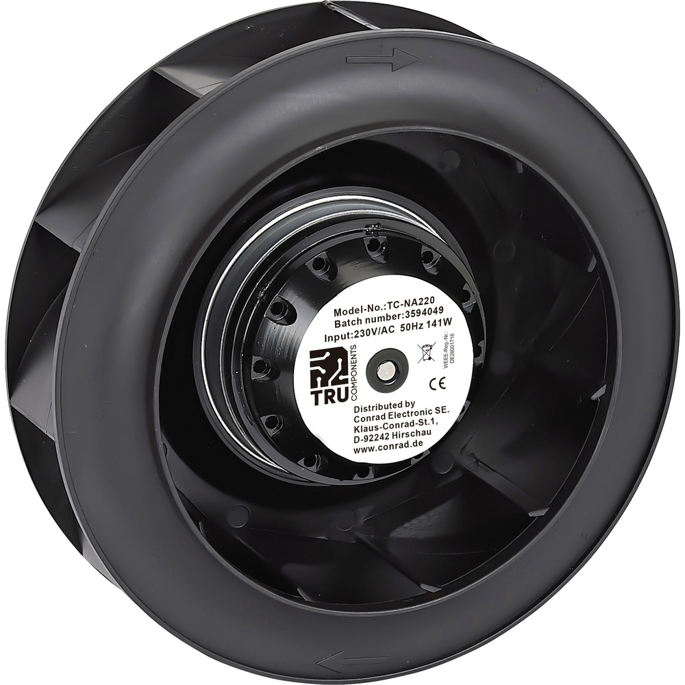 Tru Components Tc-na220 Radiallüfter 230 V/ac 910 M³/h (ø X H) 220 Mm X 71 Mm