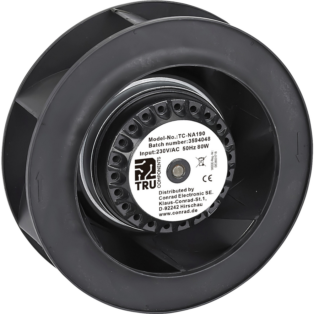Tru Components Tc-na190 Radiallüfter 230 V/ac 570 M³/h (ø X H) 190 Mm X 68.5 Mm