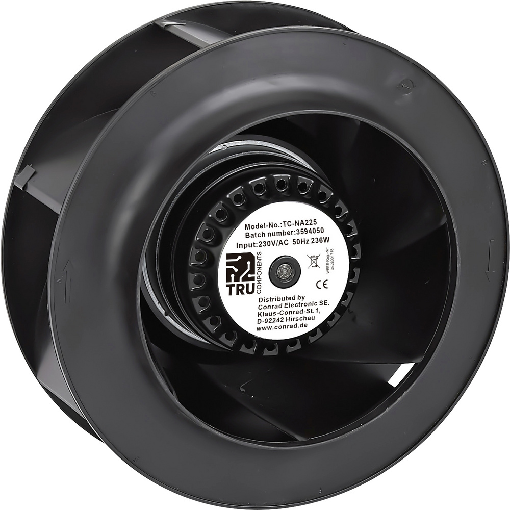 Tru Components Tc-na225 Radiallüfter 230 V/ac 1250 M³/h (ø X H) 225 Mm X 101.5 Mm