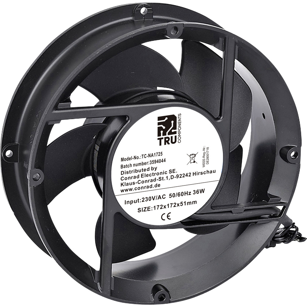Tru Components Tc-na1725 Axiallüfter 230 V/ac 336 M³/h (l X B X H) 172 X 172 X 51 Mm